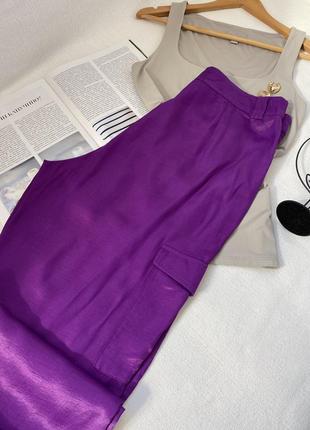 Фіолетові атласні широкі штани primark6 фото