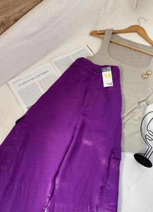 Фіолетові атласні широкі штани primark2 фото