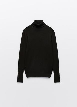 Стильний сірий трикотажний реглан, гольф, водолазка з ґудзиками zara, p.s/m