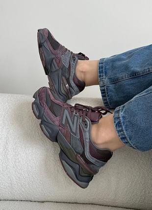 Жіночі кросівки new balance 9060 brown bordo нью беланс коричневого з бордовим кольорів