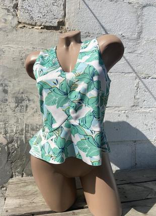 Летняя баска блуза в цветочный принт размер с-м zara