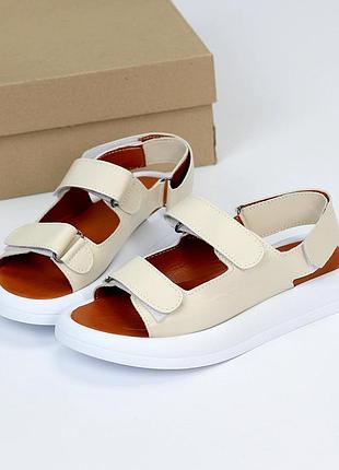 Босоніжки "darkness", беж, натуральна шкіра