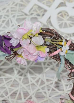 Фірмова весняна пасхальна прикраса вінок великодній декор композиція квіти6 фото