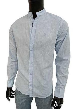 Мужская льняная брендовая рубашка