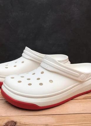 Крокс крокбэнд клог платформ белые crocs crocband platform full force clog white5 фото