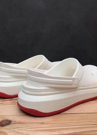 Крокс крокбэнд клог платформ белые crocs crocband platform full force clog white6 фото