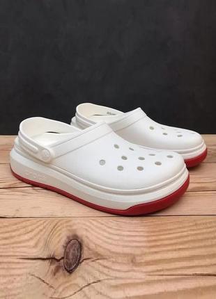 Крокс крокбенд клог платформ білі crocs crocband platform full force clog white