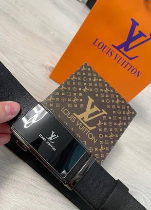 Ремінь пояс чоловічий автомат шкіряний (+коробка 🎁)  шкіра в стилі louis vuitton