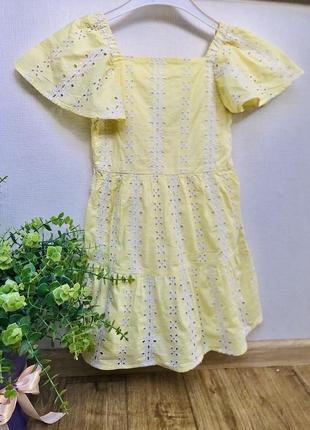 Платье р. 122 на 7 л., с перфорацией бледно-желтое i love girlswear
