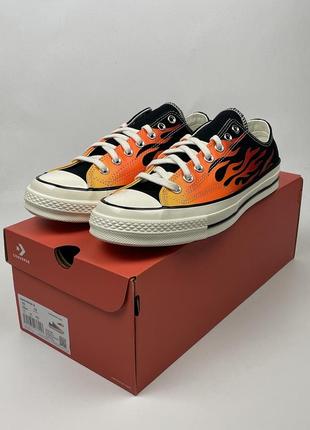 Кеди converse chuck taylor all star 70 ox archival flame print чоловічі чорні з полум'ям 167813c1 фото