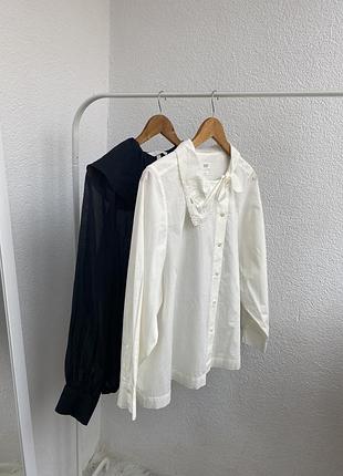 Невероятная молочная рубашка блуза с красивым воротничком