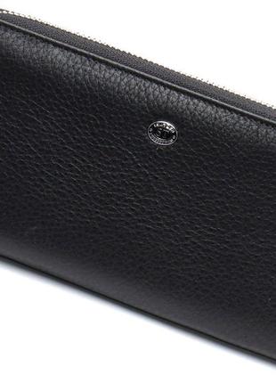 Черный кошелек-клатч из натуральной кожи c ремешком на запястье и ладонь st leather st45-13 фото
