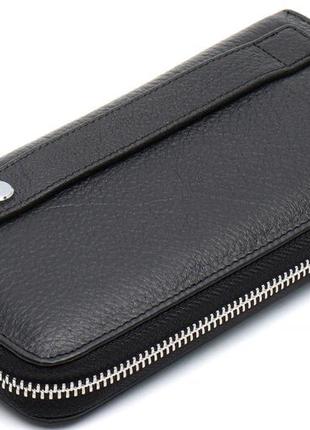 Черный кошелек-клатч из натуральной кожи c ремешком на запястье и ладонь st leather st45-15 фото