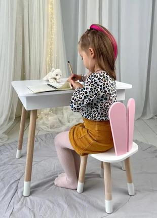 Дитячий столик і стільчик білий. столик із шухлядою для олівців і розмальовок
