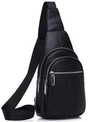 Кожаный мужской слинг на плечо tiding bag - mk65209