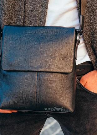 Черная мужская сумка через плечо из натуральной кожи tiding bag a25-3291a2 фото