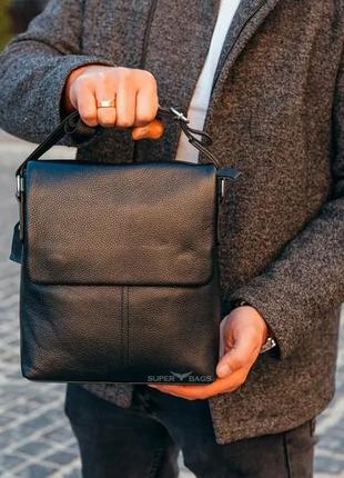 Черная мужская сумка через плечо из натуральной кожи tiding bag a25-3291a9 фото