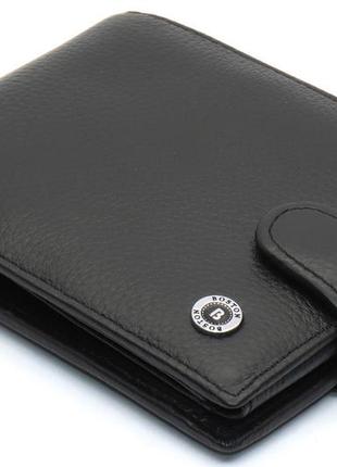 Черное мужское портмоне на застежке из натуральной кожи boston b4-021