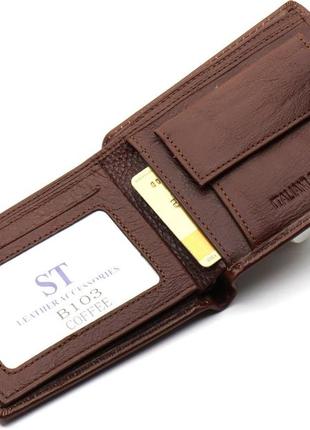 Коричневе чоловіче портмоне з натуральної шкіри з фіксацією st leather st1036 фото