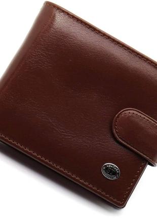Коричневе чоловіче портмоне з натуральної шкіри з фіксацією st leather st1032 фото