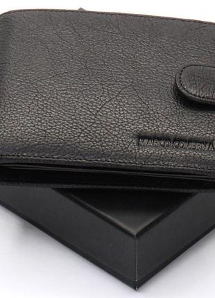 Черное кожаное мужское портмоне с отделением для документов marco coverna mcbk010-805
