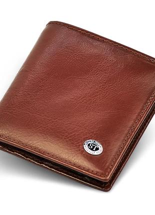 Мужское портмоне двойного сложения из натуральной кожи st leather b-ms33 коричневый