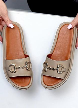 Шлепанцы "korra", мокко, натуральная кожа