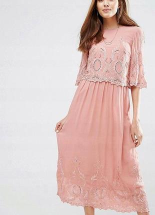 Вечернее платье миди asos с вышивкой и бусинами.