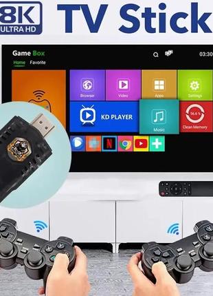 Ігрова смарт приставка x8 4k android smart tv stick 2/16 гб приставка з бездротовими джойстиками2 фото
