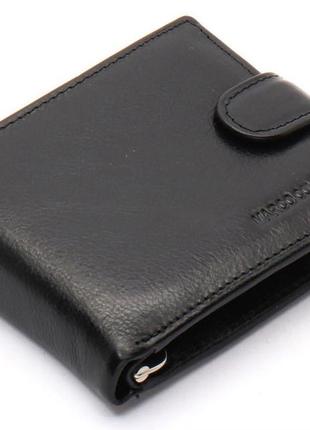 Чорне шкіряне чоловіче портмоне із затискачем для грошей marco coverna mc-2006h-1