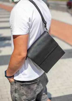 Чоловіча шкіряна сумка-месенджер через плече bexhill td-18621 чорний8 фото
