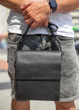 Чоловіча шкіряна сумка-месенджер через плече bexhill td-18621 чорний7 фото