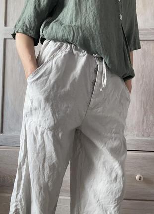 Лляні штани льон натуральний бриджі