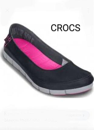 Балетки кроксы бренда crocs strech sole loafer верх текстиль эко кожаандр 7 eur 38