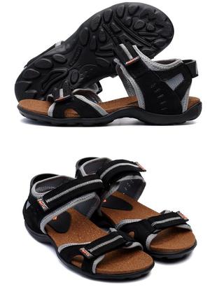 Мужские кожаные сандалии из натуральной кожи nike one на лето обувь *n 73 ч/сер* real