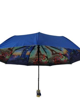 Жіноча парасоля напівавтомат із подвійною тканиною bellissimo, синя, 018301-3