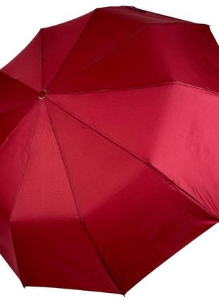Складана однотонна парасолька напівавтомат від bellissimo, антивітер, червона м0533-4