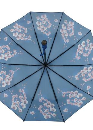 Жіноча парасолька напівавтомат з орхідеями від thebest-flagman, синя, 0733-64 фото