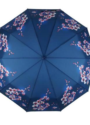 Жіноча парасолька напівавтомат з орхідеями від thebest-flagman, синя, 0733-62 фото