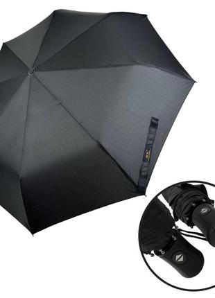 Мужской складной зонт-автомат черный на 8 спиц с прямой ручкой от sl, антиветер, sl 021306-1