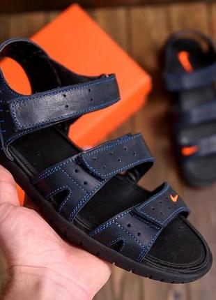 Мужские кожаные сандалии acg blue синие