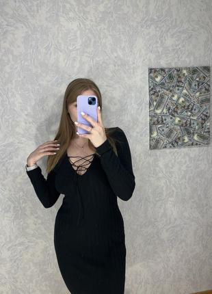 Чорна базова сукня міді7 фото