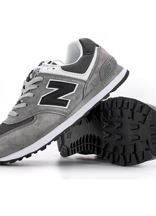 Чоловічі кросівки сірі з білим і чорним new balance 574 grey white black