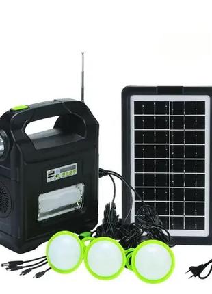 Портативна сонячна автономна система solar light dt-9026 (ліхтар, радіо, павербанк, 3 лампочки)