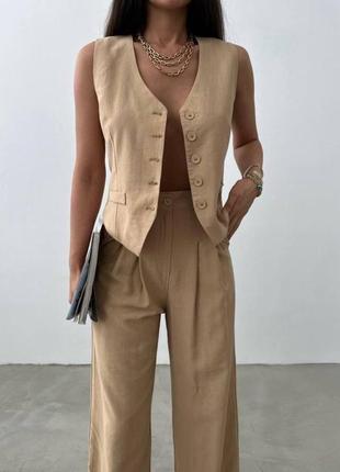 Ультрамодный женский классический костюм брюки + жилетка ✨ женский брючный комплект 2-ка брюки + жилетка ✨4 фото