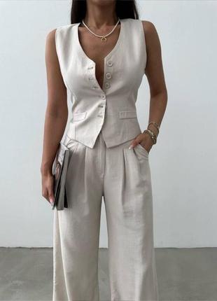 Ультрамодный женский классический костюм брюки + жилетка ✨ женский брючный комплект 2-ка брюки + жилетка ✨5 фото