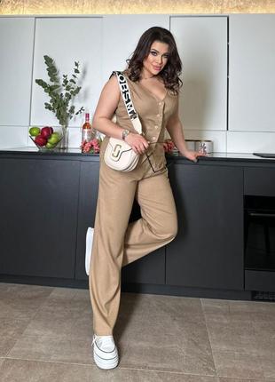 Ультрамодный женский классический костюм брюки + жилетка ✨ женский брючный комплект 2-ка брюки + жилетка ✨7 фото