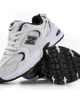 Кроссовки белые с черным new balance 530 white black logo v2