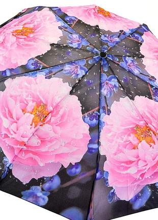 Жіноча парасолька напівавтомат на 10 спиць від sl, рожеві півонії, 0471-3
