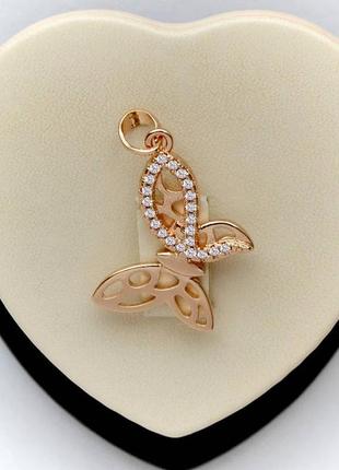 Позолочений кулон метелик медичне золото подарунок позолоченный кулон бабочка медзолото